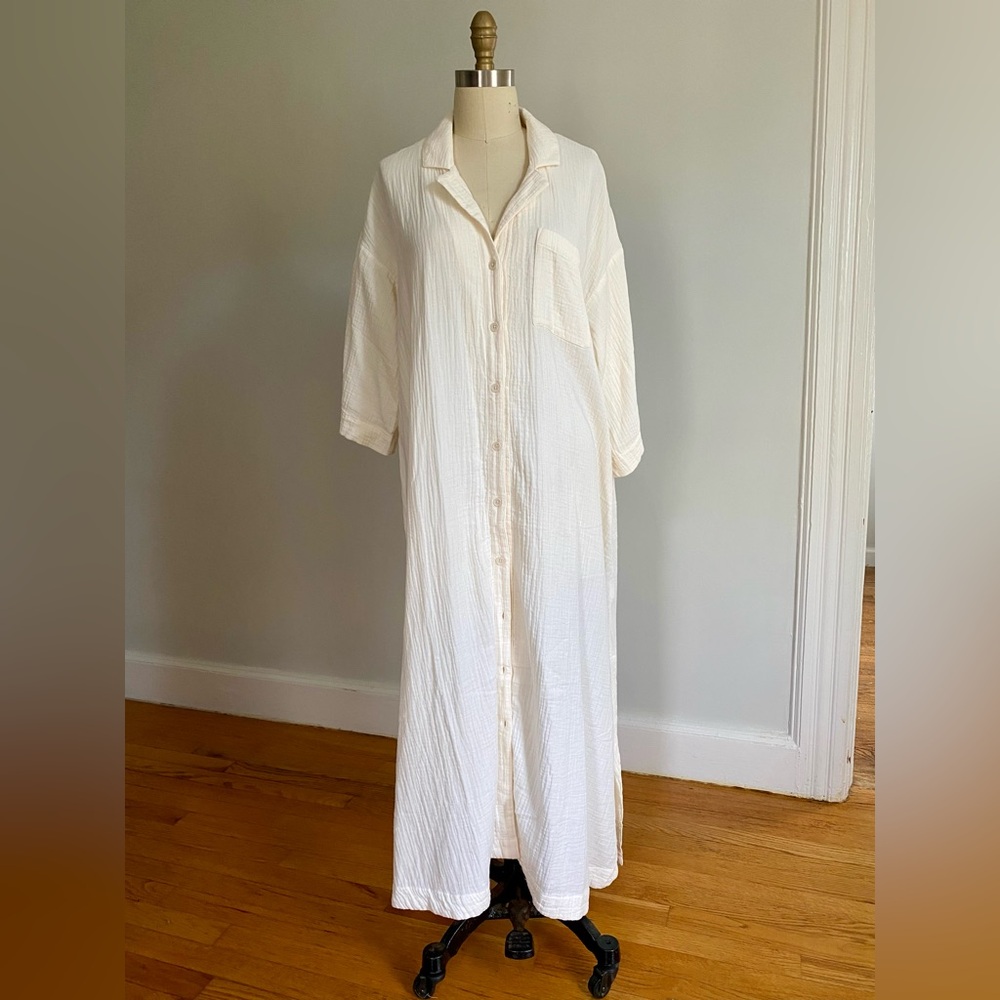 Madewell | Cream Cotton Gauze Button-up Caftan Duster Cover-up | Sz M